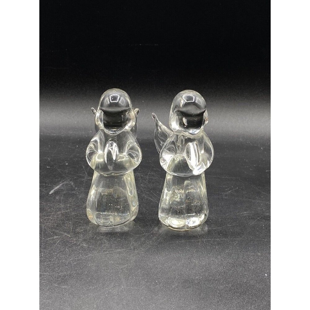 Two's Company Clear Hand Blown Glass Praying Little Angel Figurines LOT 2